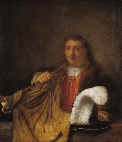 Trombettista da Rembrandt Harmensz. van Rijn style of Rembrandt Harmensz. van Rijn style of